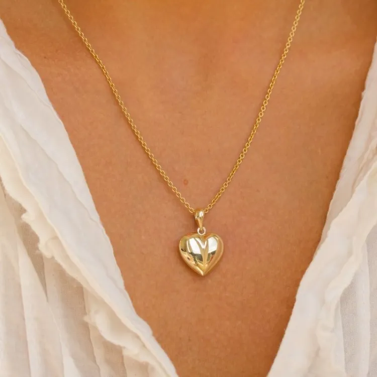hart ketting in verguld sterlingzilver met hanger in 8 karaat goud - Amoré