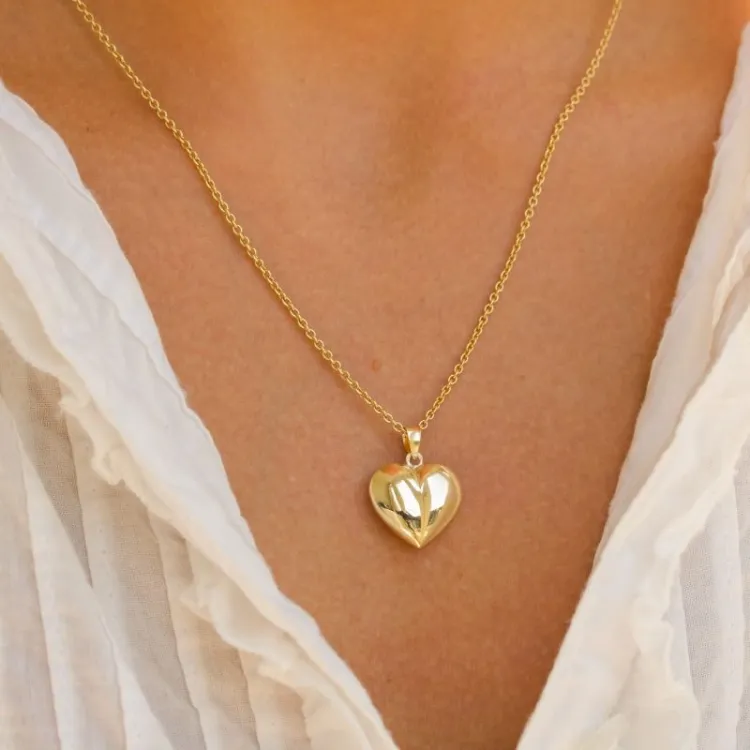 hart ketting in verguld sterlingzilver met hanger in 8 karaat goud - Amoré
