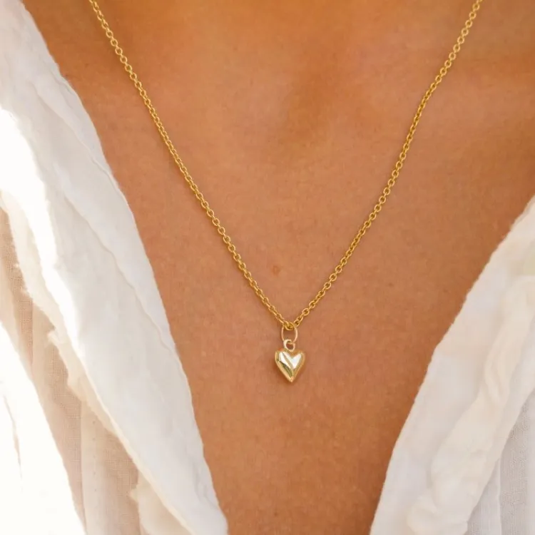 hart ketting in verguld sterlingzilver met hanger in 8 karaat goud - Amoré