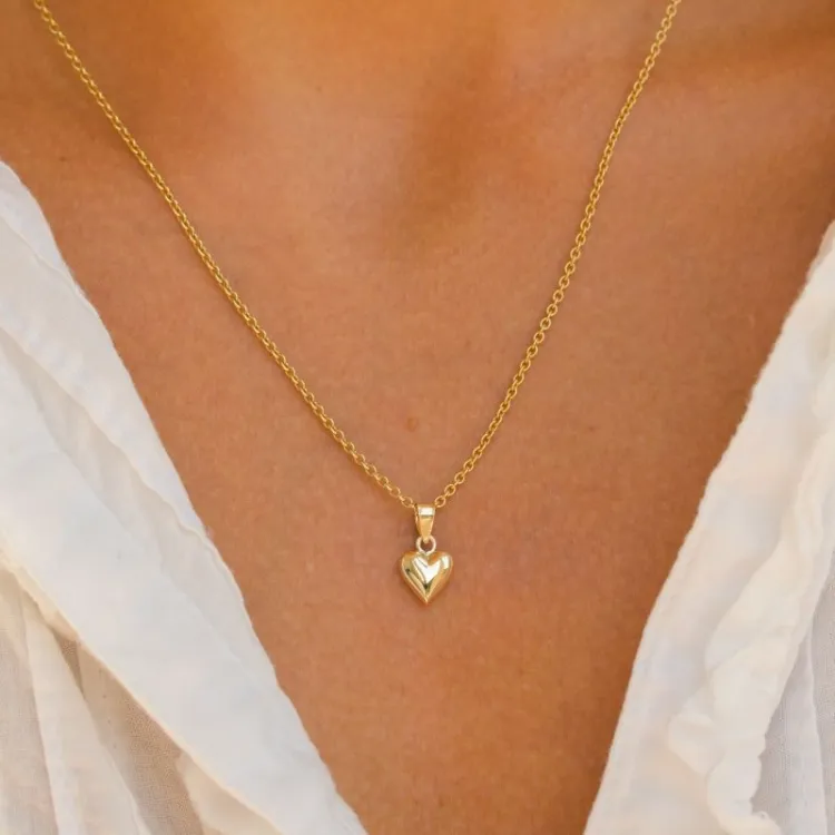 hart ketting in verguld sterlingzilver met hanger in 8 karaat goud - Amoré