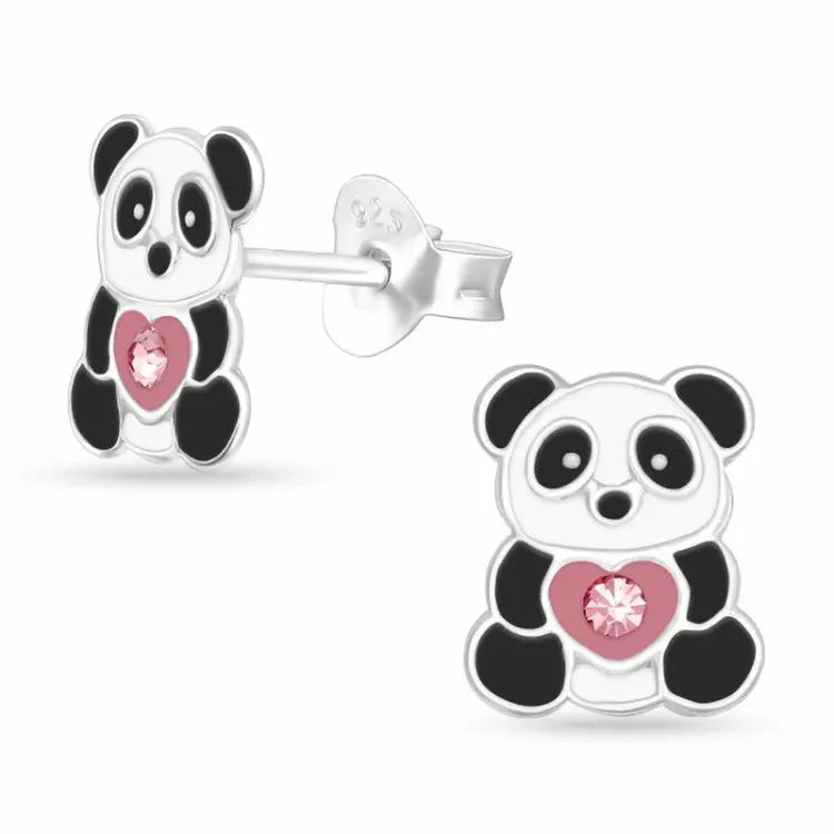panda oorsteker in zilver - Little Ones