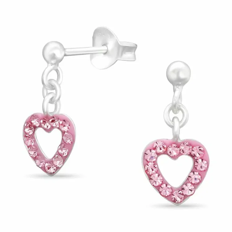lange hart oorbellen in zilver - Little Ones