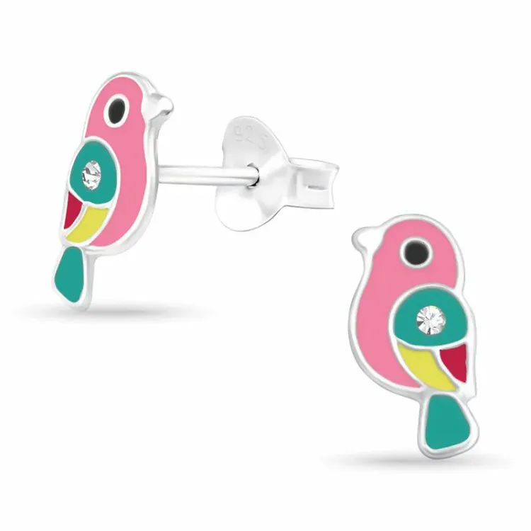 papegaai oorbellen in zilver - Little Ones