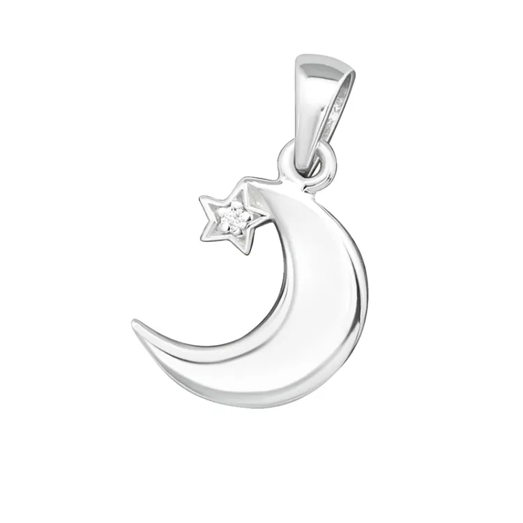 klein maan hanger in zilver - Little Ones