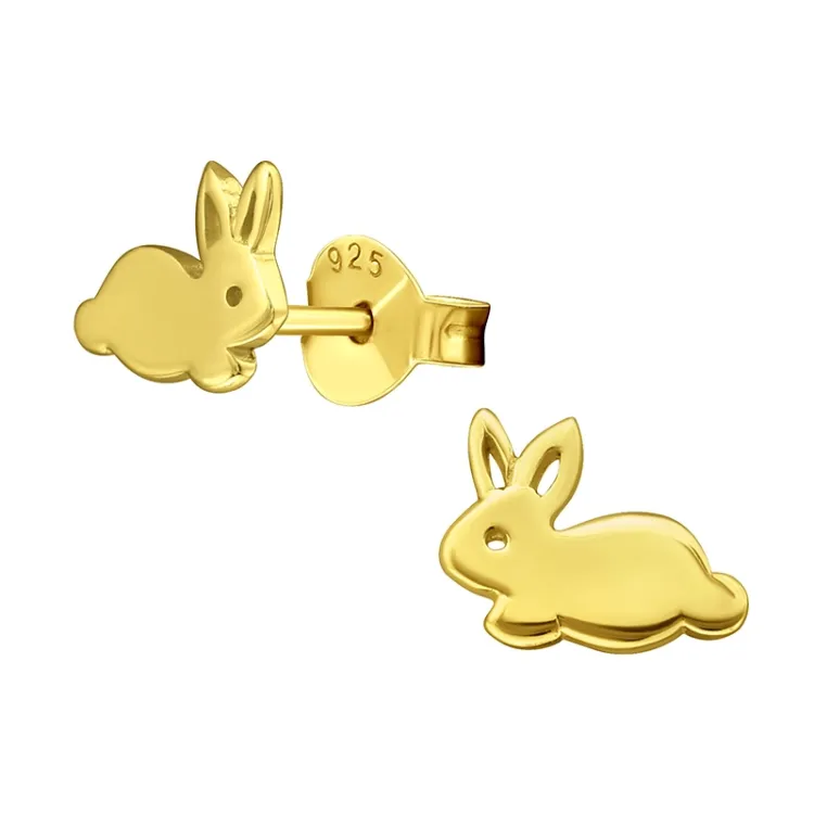 konijn oorbellen in verguld sterlingzilver - Little Ones