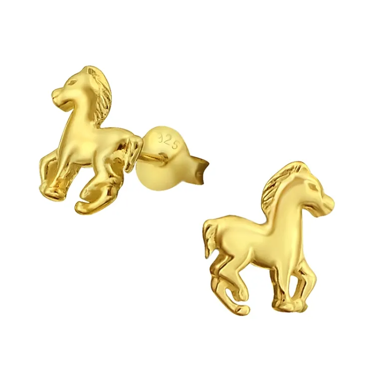 paarden oorbellen in verguld sterlingzilver - Little Ones