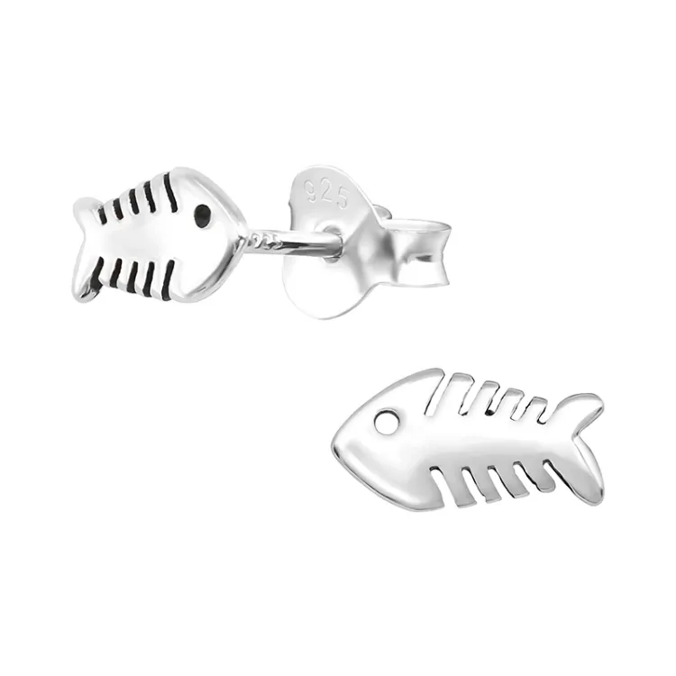 vis oorbellen in geoxideerd sterlingzilver - Little Ones