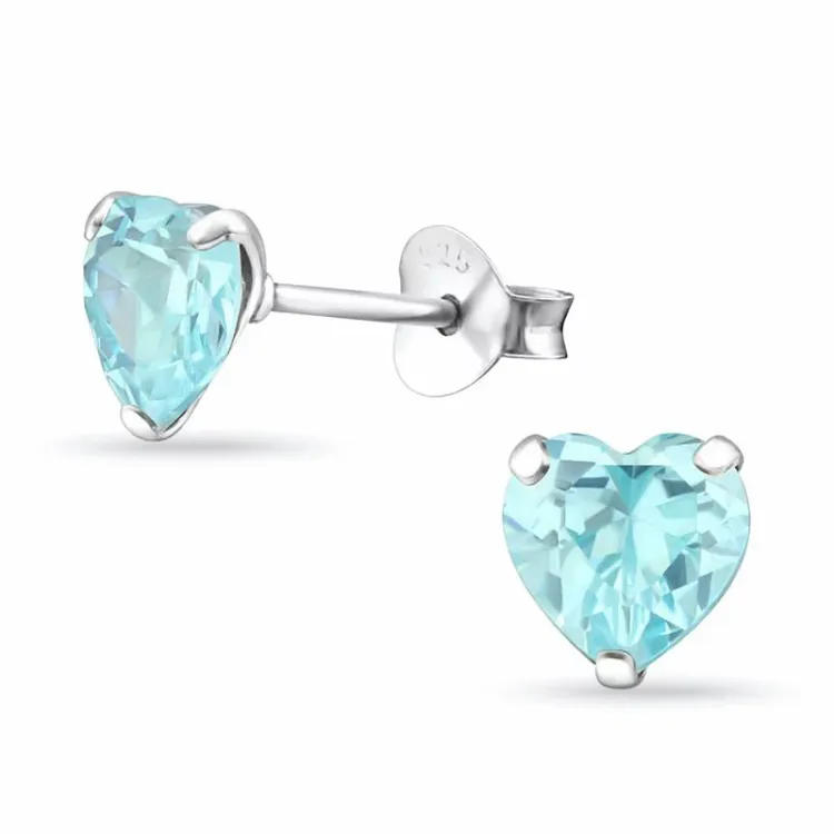 hart zirkoon oorsteker in zilver - Little Ones