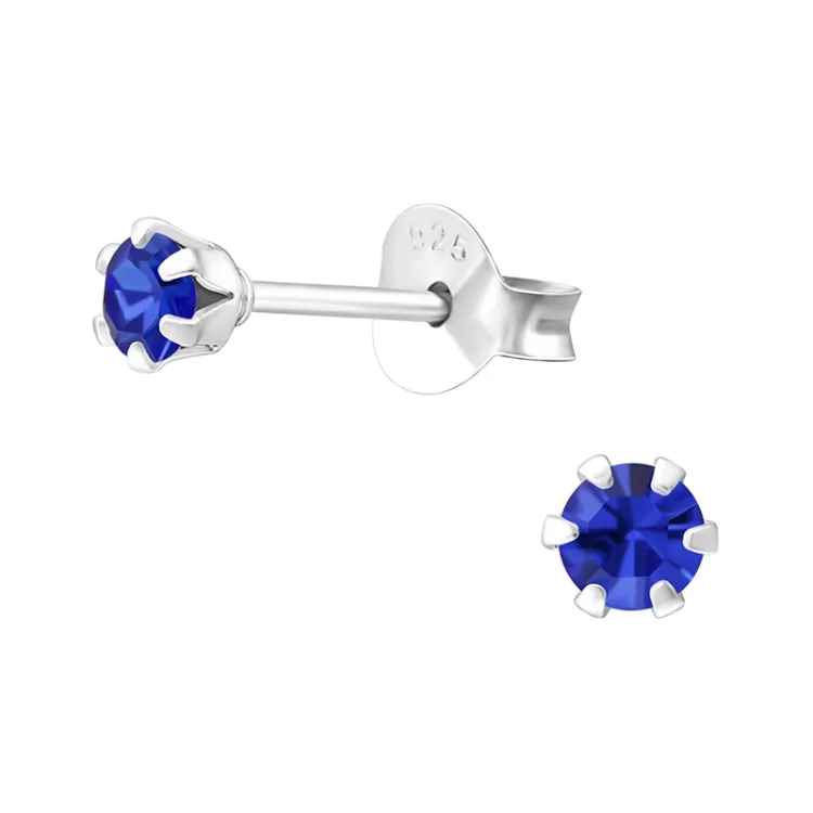 3 mm rond oorbellen in zilver - Little Ones
