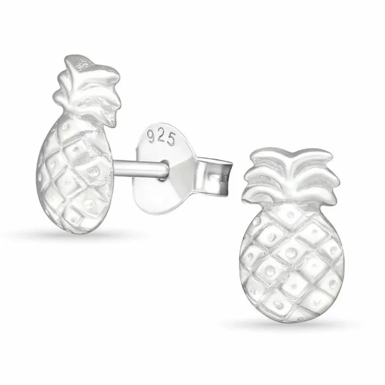 echt ananas oorbellen in zilver - Little Ones