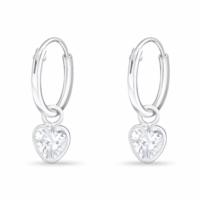 12 mm hart witte creool in zilver - Little Ones