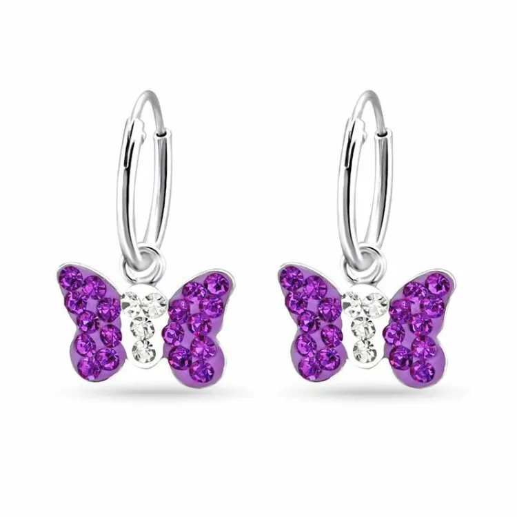 12 mm vlinder creool in zilver - Little Ones