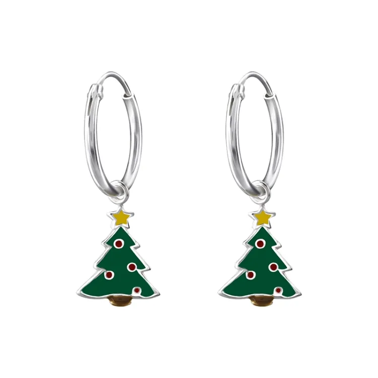 12 mm kerstboom creool in zilver - Little Ones