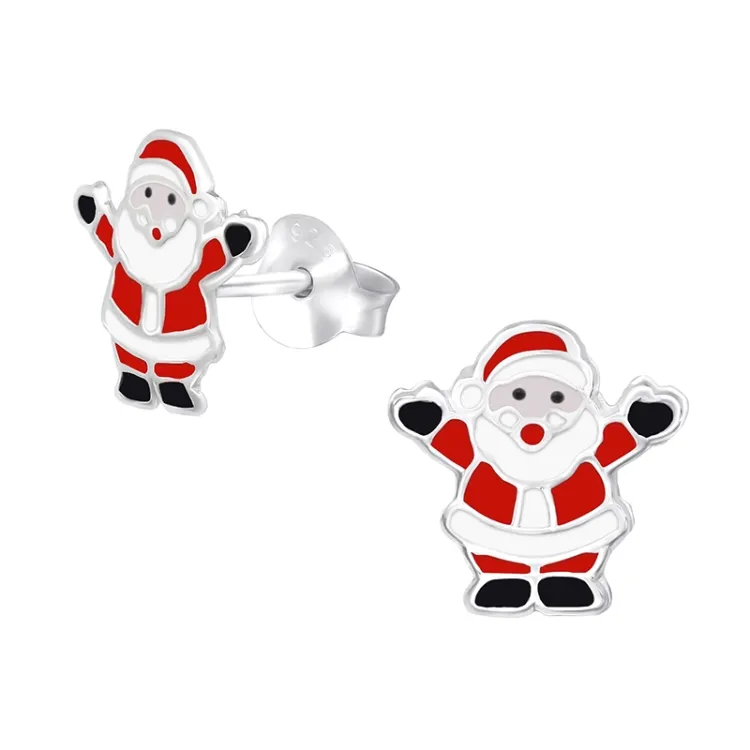 kerstman oorsteker in zilver - Little Ones