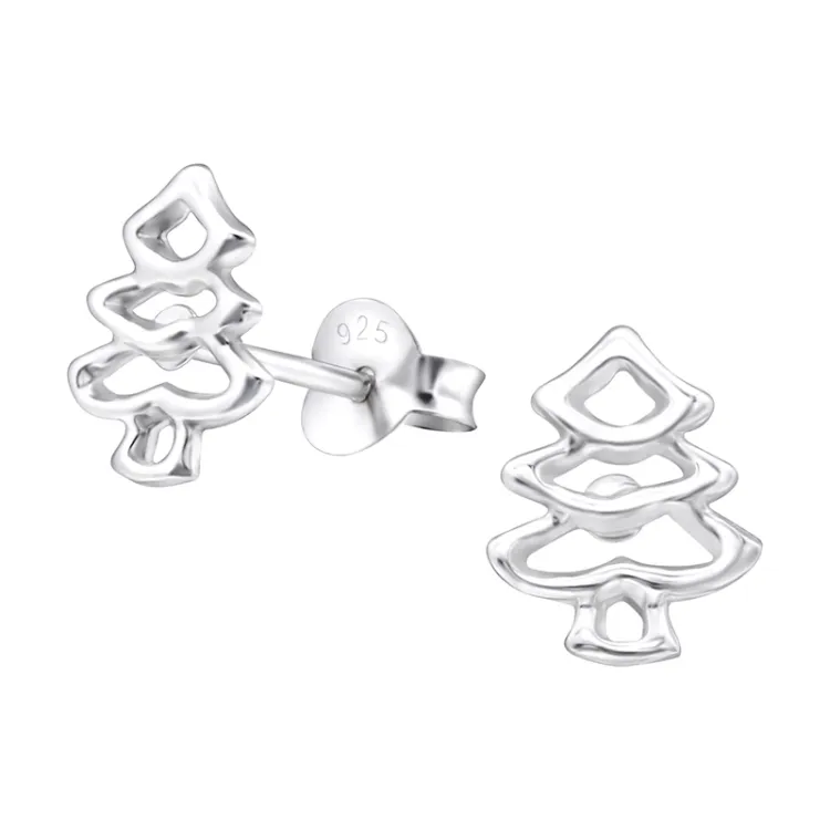 kerstboom oorbellen in zilver - Little Ones