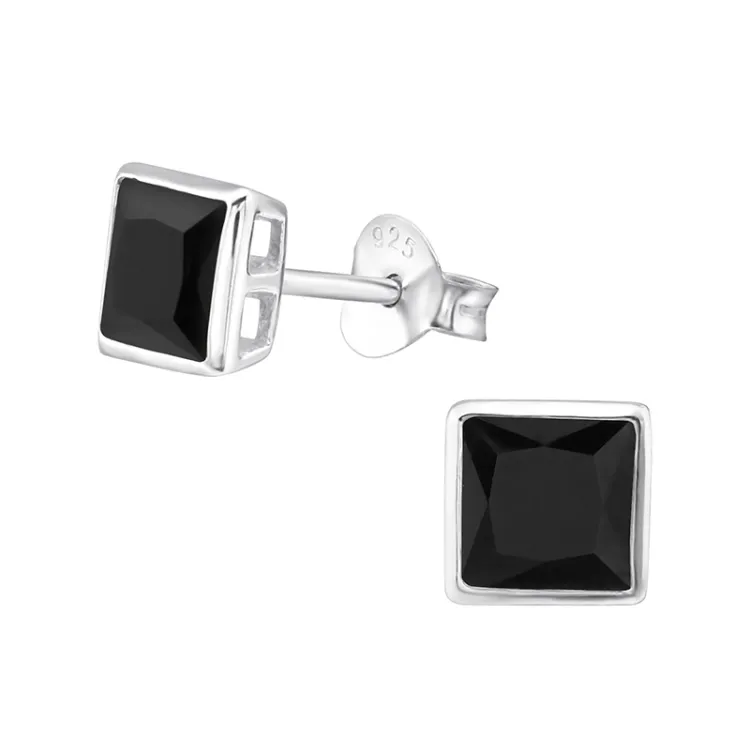 5 mm vierkant oorbellen in zilver - Little Ones
