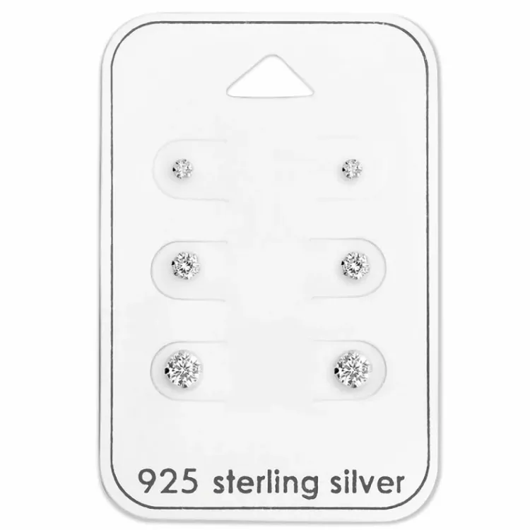 2 x 3 x 4 mm oorbellen in zilver