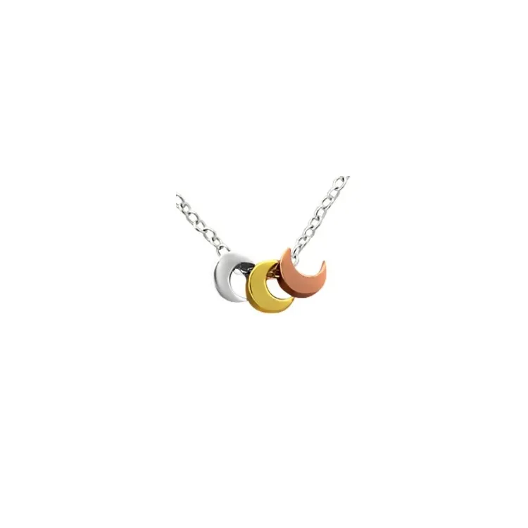 Maan ketting in zilver met hanger in zilver, verguld zilver, roze zilver