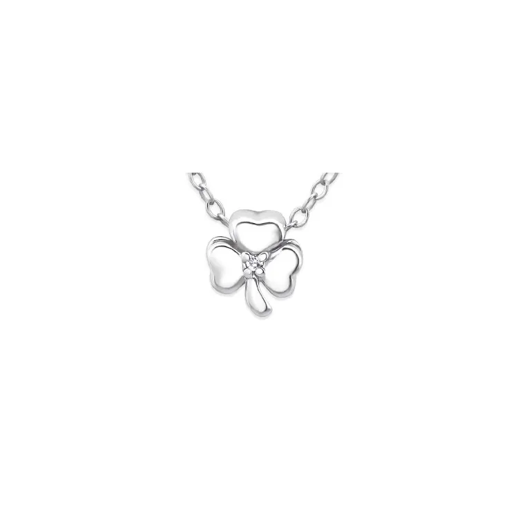 Bloem ketting in zilver met hanger in zilver