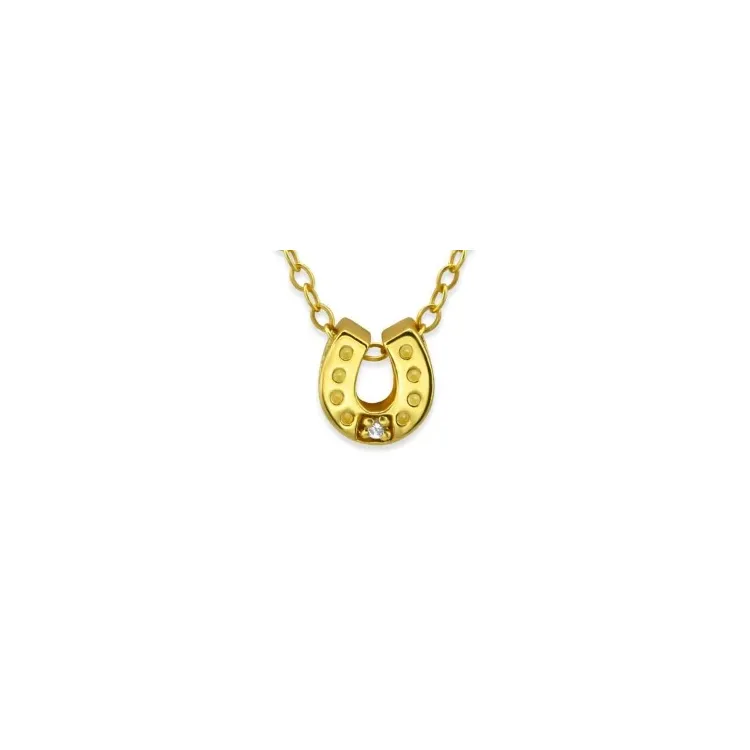 Hoefijzer ketting in verguld sterlingzilver met hanger in verguld sterlingzilver