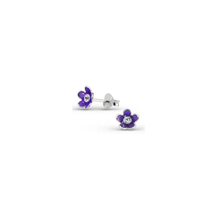 Bloem oorbellen in zilver