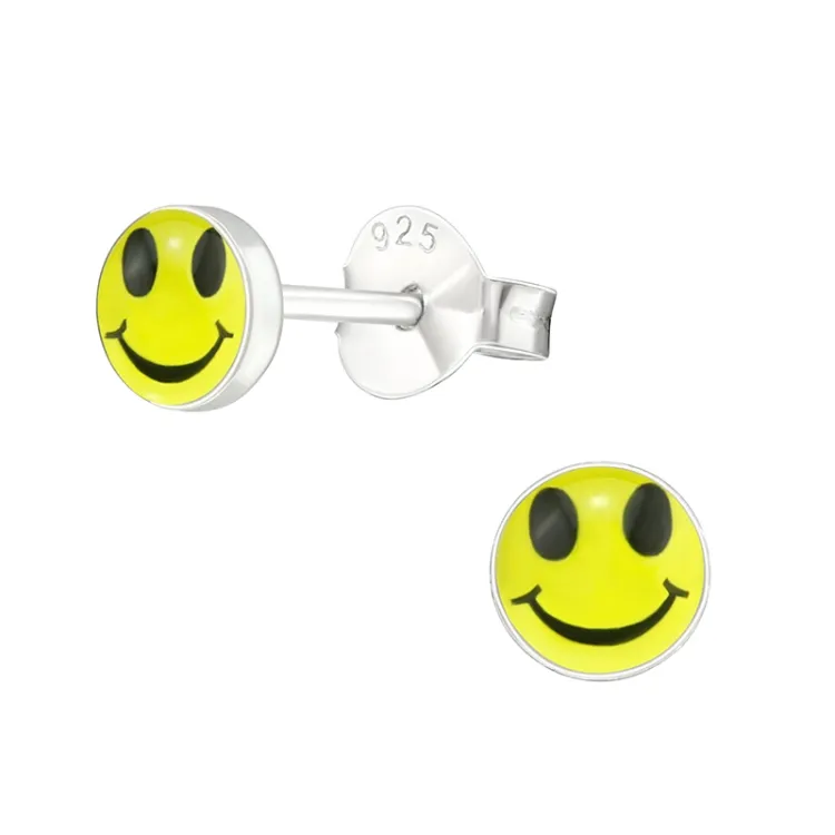 smiley oorbellen in zilver - Little Ones