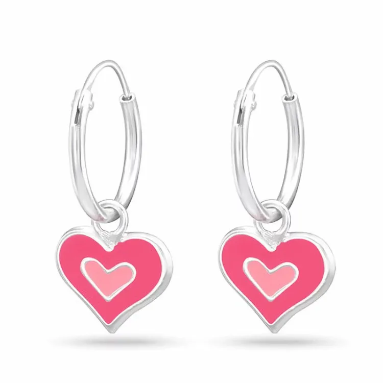 12 mm hart creool in zilver - Little Ones