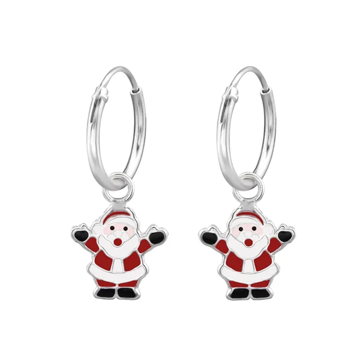 12 mm kerstman creool in zilver - Little Ones