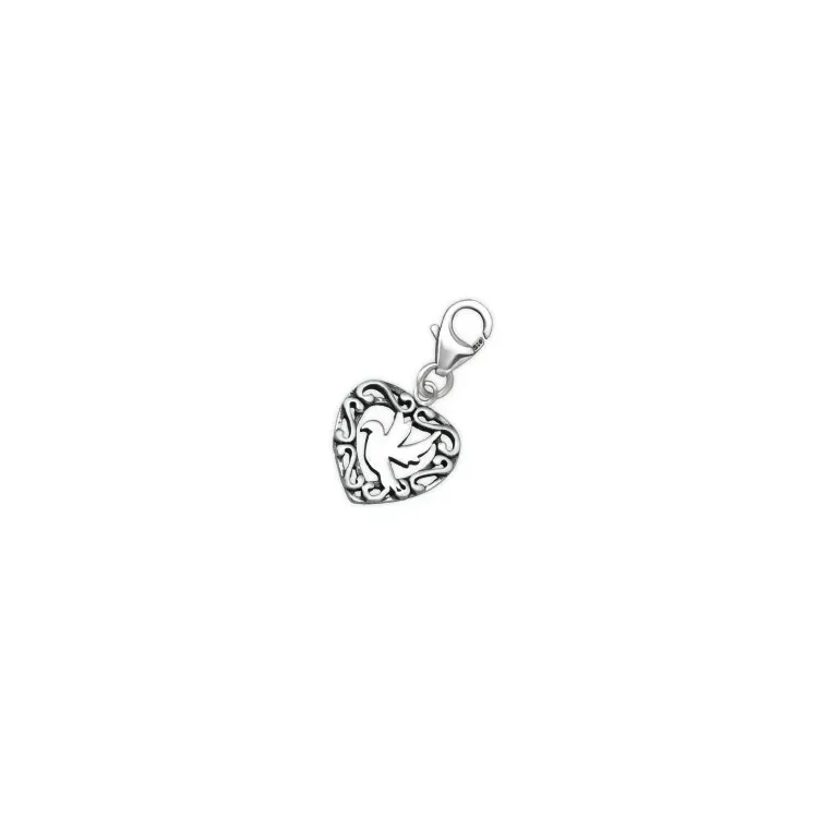 Hart bedeltjes hanger in geoxideerd sterlingzilver