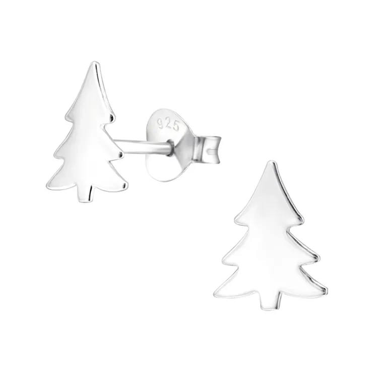 kerstboom oorbellen in zilver - Little Ones