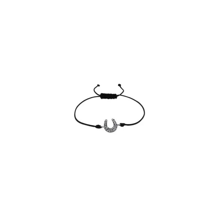Hoefijzer armband in nylon met hanger in zilver