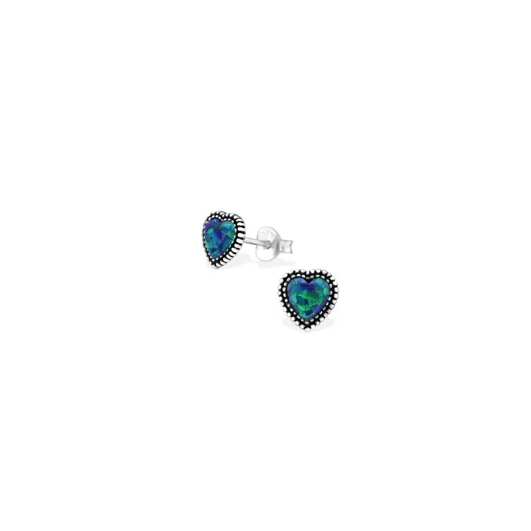 Hart oorbellen in geoxideerd sterlingzilver