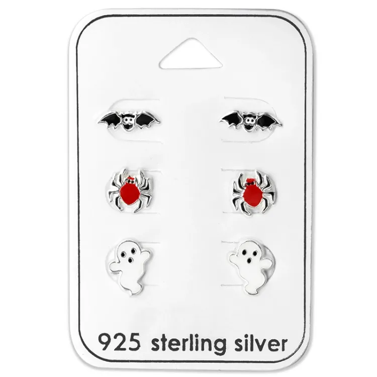 Halloween oorbellen in zilver