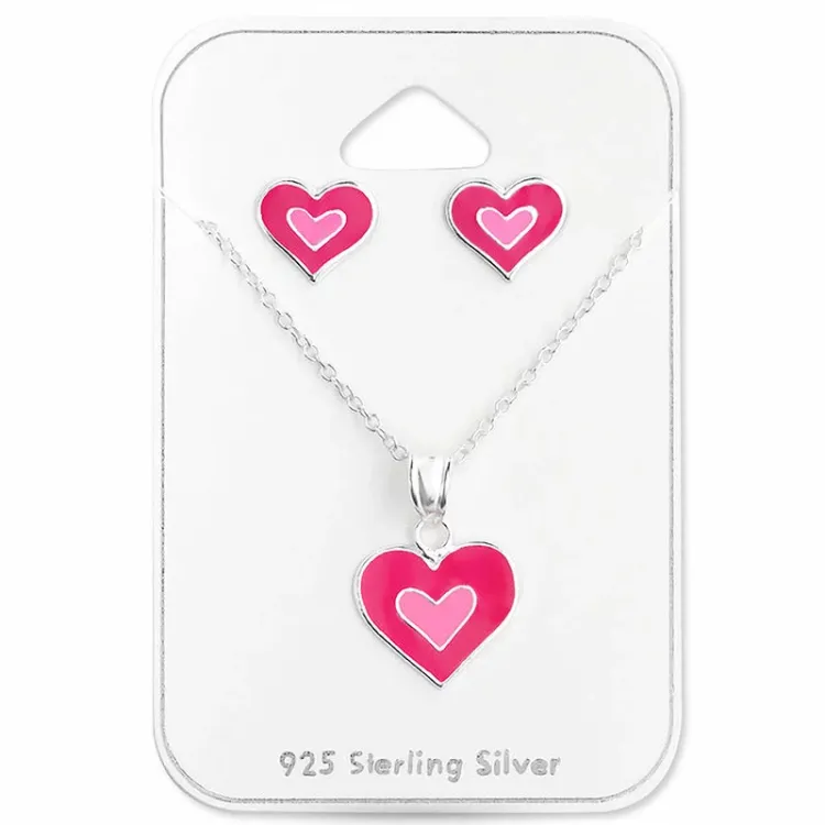 hart set met oorbellen en ketting in zilver - Little Ones