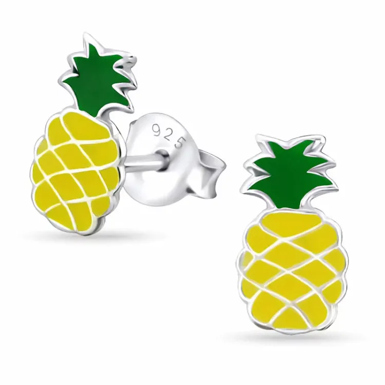 ananas oorbellen in zilver - Little Ones