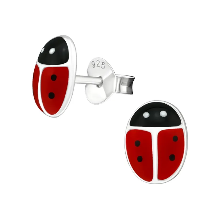 lieveheersbeestje oorbellen in zilver - Little Ones
