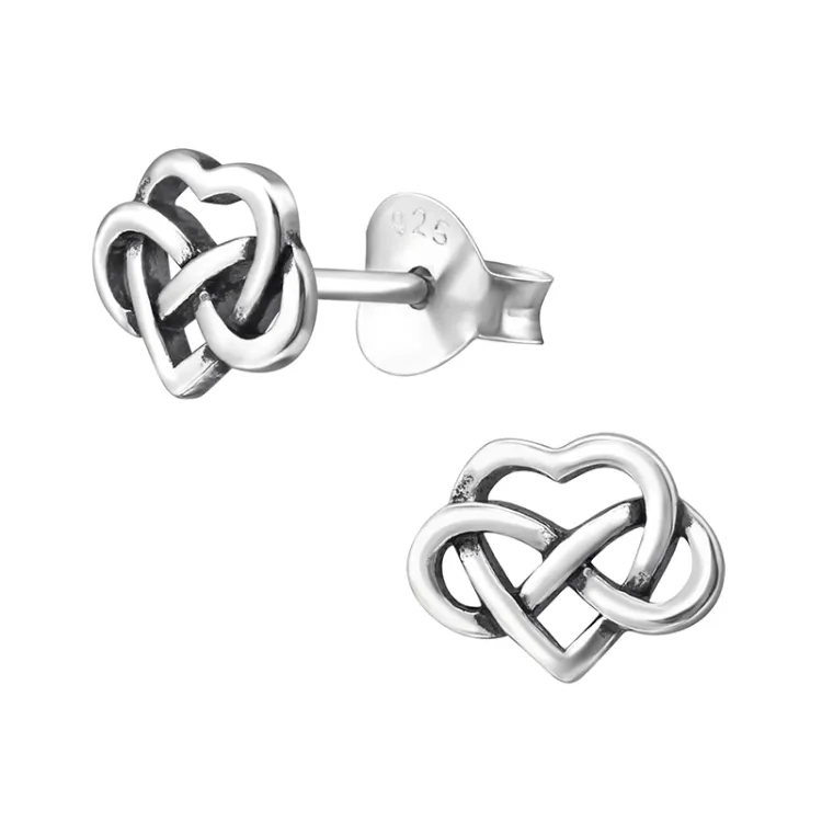hart oorsteker in geoxideerd sterlingzilver - Little Ones