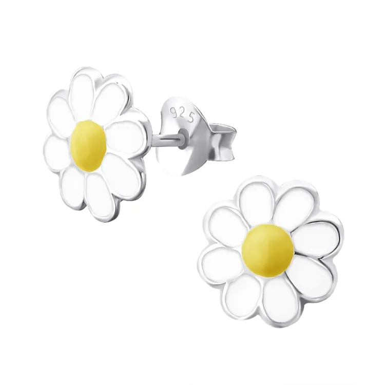 8 mm margriet oorsteker in zilver - Little Ones