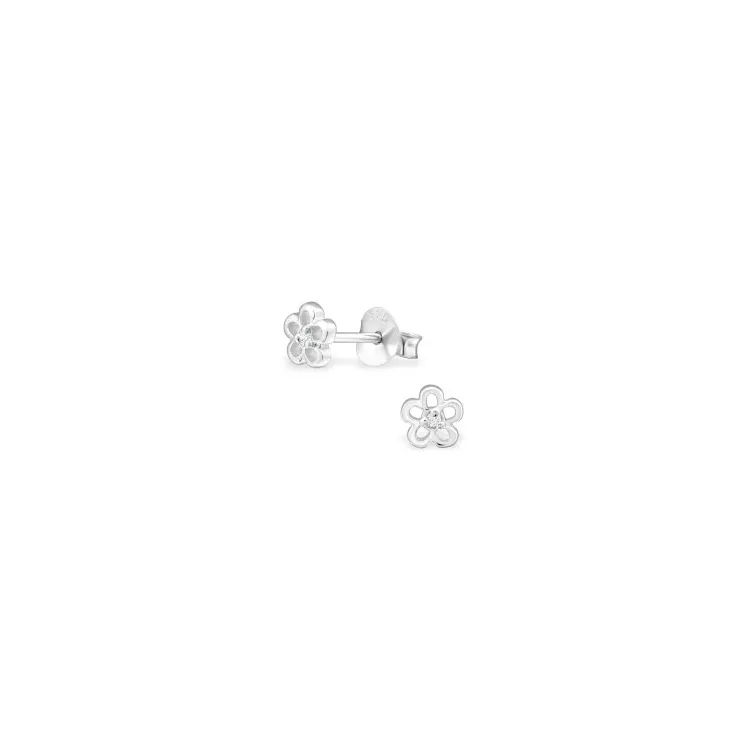 5 mm bloem oorsteker in zilver