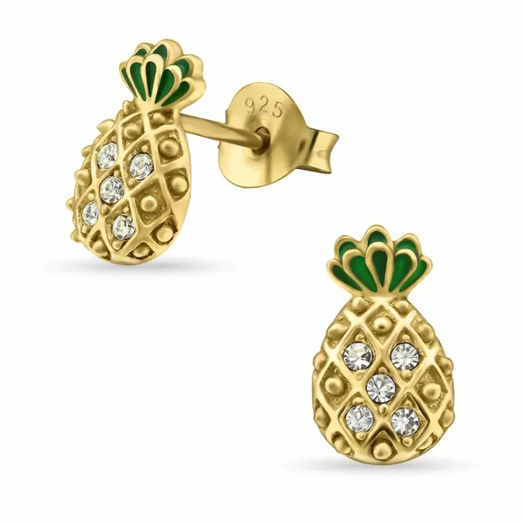 ananas oorbellen in verguld sterlingzilver - Little Ones