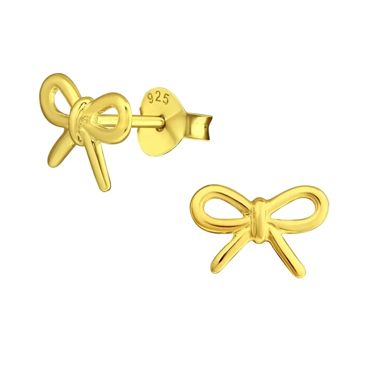 strikje oorbellen in verguld sterlingzilver - Little Ones