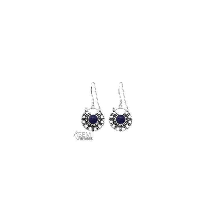 Blauwe oorbellen in geoxideerd sterlingzilver
