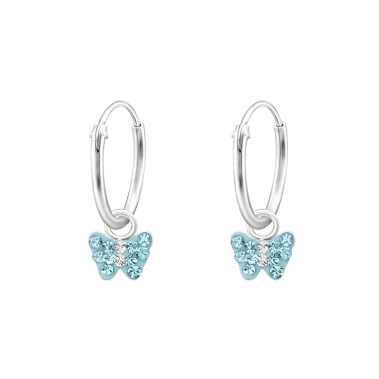 klein vlinder lichtblauwe creool in zilver - Little Ones