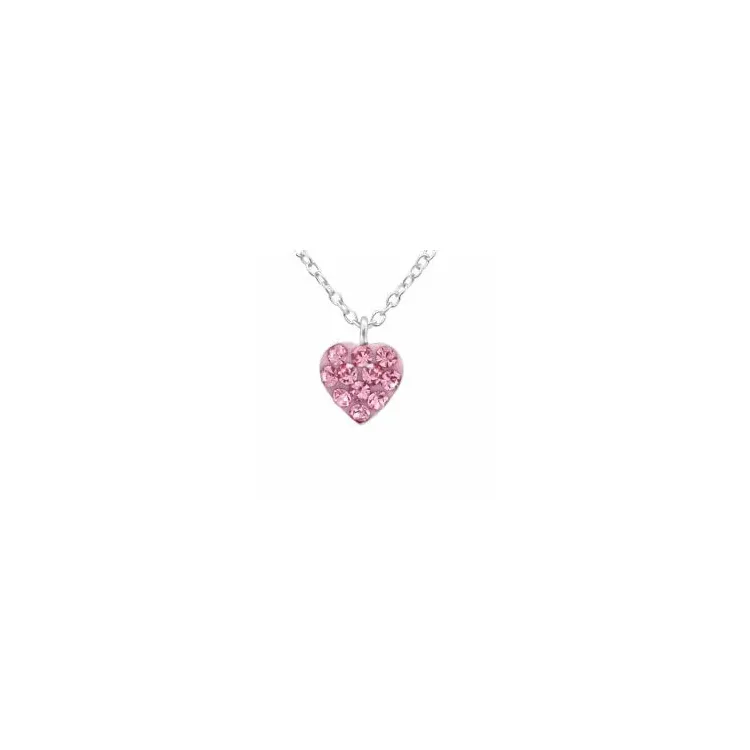 hart roze hanger met ketting in zilver