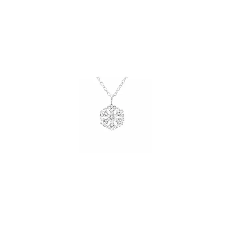 Sneeuwvlokken witte zirkoon hanger met ketting in zilver