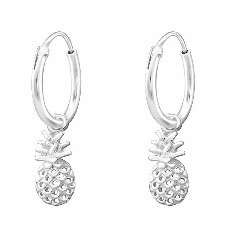 10 mm ananas creooloorbellen in zilver - Little Ones