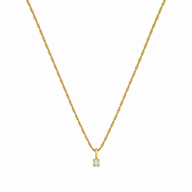 lab grown diamant hanger met ketting in 925 caraat verguld sterlingzilver 0,035 ct