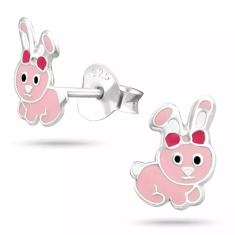 konijn zilver oorbellen in zilver - Little Ones