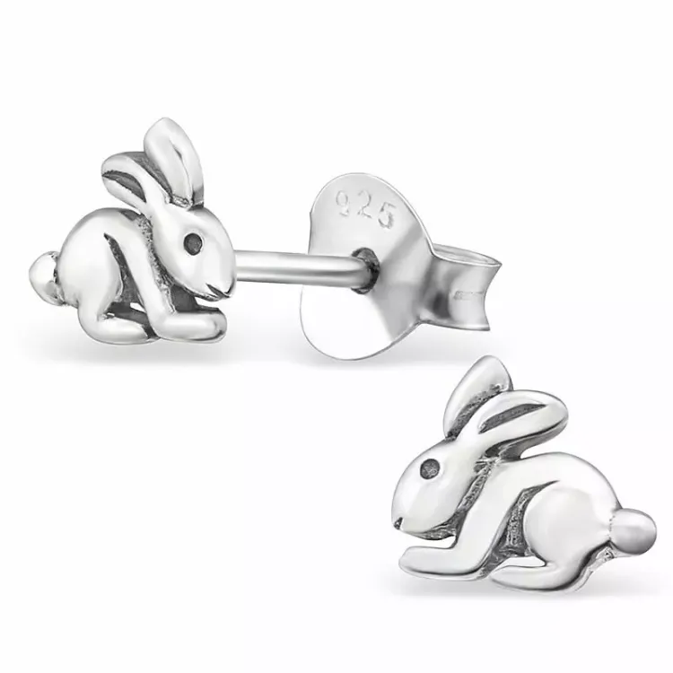 klein konijn oorbellen in zilver - Little Ones