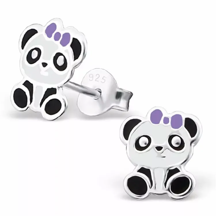 panda oorbellen in zilver - Little Ones